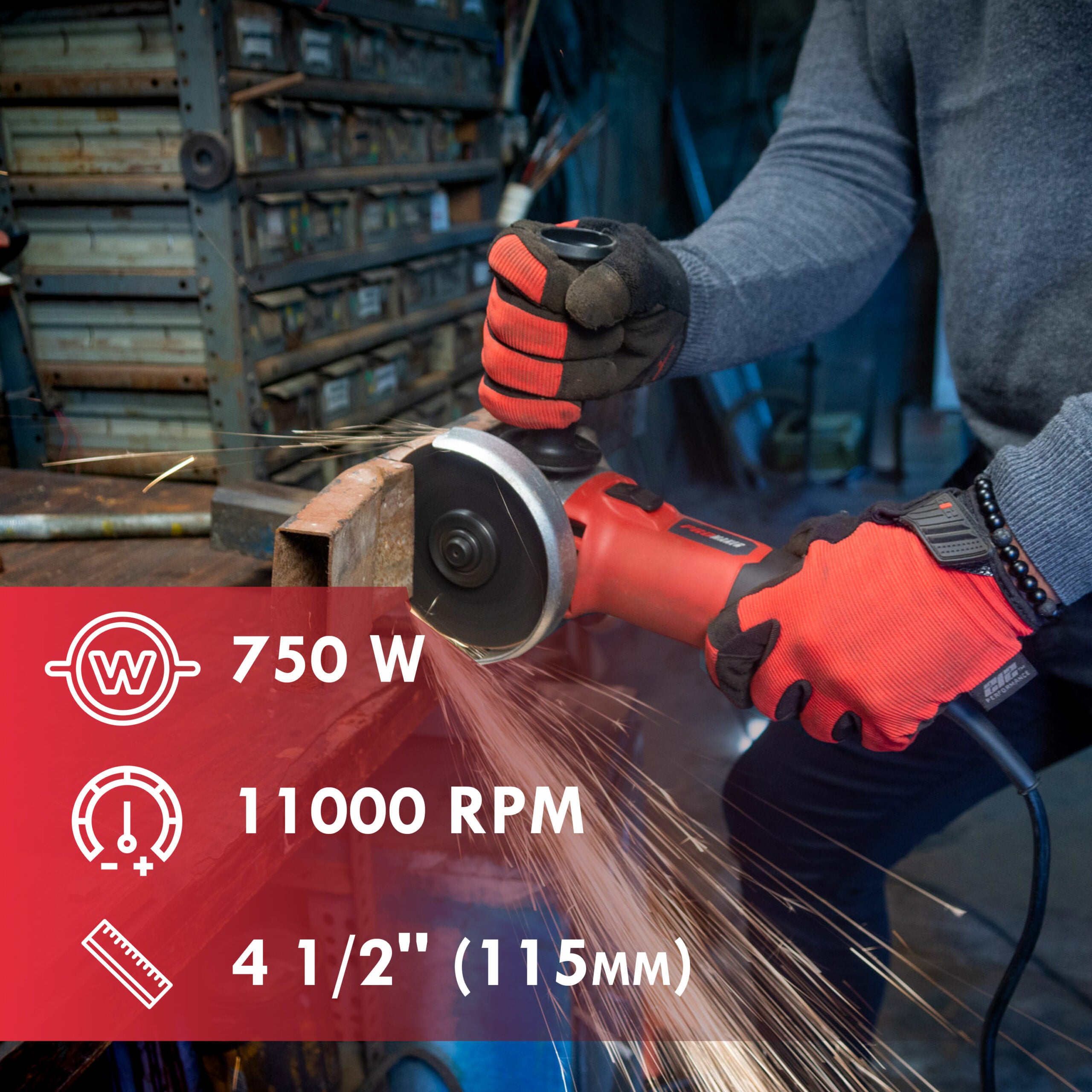 Esmeril PROMAKER 4 1/2" 750W 11000RPM